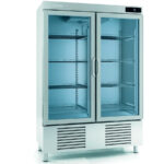 Armario Expositor Refrigerado Acero Inoxidable 2 Puertas de Cristal 8 Estantes 1110 Litros Gama 500/1000L 1385x700x2060h mm AEX1000 T/F Infrico