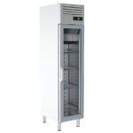 Armario Expositor Refrigerado Acero Inoxidable GN 1/1 - 1 Puerta de Cristal 4 Estantes 325 Litros Gama SLIM 482x695x2100h mm AGN300 CR Infrico