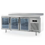 Mesa Refrigerada Acero Inoxidable 3 Puertas de Cristal 3 Estantes 465 Litros Gama 700 - 1960x700x850h mm BMGN 1960 CR Infrico