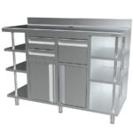 Mueble Cafetero Acero Inoxidable 2 Puertas Opacas 2 Cajones 1 Tolva Gama MCAF 1468x600x1050h mm MCAF 1500 Infrico - Imagen 3