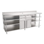 Mueble Cafetero Acero Inoxidable 2 Puertas Opacas 2 Cajones 1 Tolva Gama MCAF 2450x600x1050h mm MCAF 2500 Infrico - Imagen 8