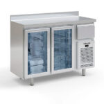 Frente Mostrador Refrigerado Acero Inoxidable 2 Puertas de Cristal 4 Estantes 1 Tolva 345 Litros Gama IF 600 - 1468x600x1050h mm IF602PCR Infrico