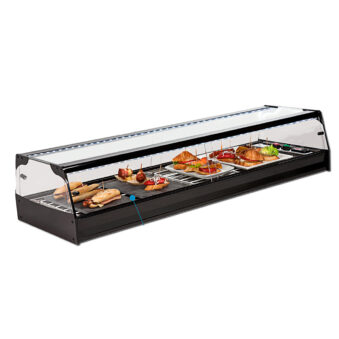 Vitrina Refrigerada De Bandeja Plana Con Puertas A Ambos Lados Ideal Para Pinchos Grupo Remoto/grupo Incorporado Vpi-150 Vitrinas Gómez