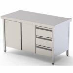 Mesa de Trabajo Acero Inoxidable Central Con Cajones a la Derecha 2400x700x850h mm WTC17024DDR