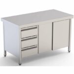Mesa de Trabajo Acero Inoxidable Central Con Cajones a la Izquierda 2000x700x850h mm WTC17020DDL