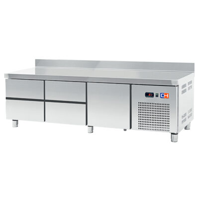 Mesa GN1/1 Refrigerada Fondo 700 Bajo Cocina Altura 600 mm con Cajones TRCHB-180-4 Clima Hostelería