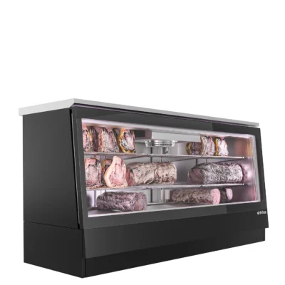 Vitrina de Maduración de Carnes «Dry Aging» en Acero Lacado Negro con 2 Estantes 470 Litros VC 1400 MDAB Infrico