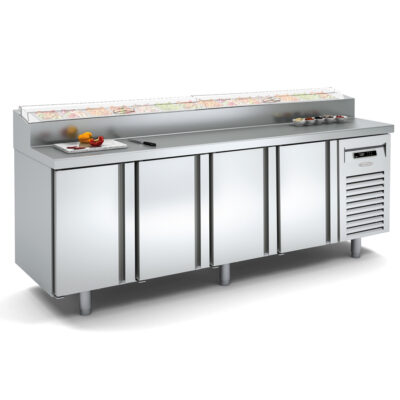 Mesa Fría Preparación Ensaladas GN 16 Encimera Inox con Expositor de Ingredientes Gama 700 MEI-70-180-16 Docriluc