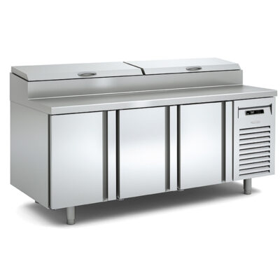 Mesa Fría Preparación Ensaladas GN 13 Encimera Inox con Expositor de Ingredientes Gama 800 MEI-80-200 Docriluc