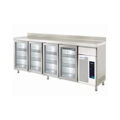 Mesa Refrigerada Serie 600 con Estantes 4 Puertas de Cristal 530 litros MPS-250 HC PC Edenox