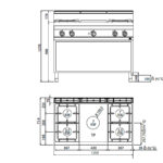 Cocina-4-Fuego-a-Gas-con-Placa-Radiante-+-Horno-GN-2-1-Modular-GAMA-Macros-700---1200x714x900h-mm-G7T4P4FM-BERTO’S7
