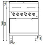 Cocina-4-Fuegos-Modular-Eléctrica-+-Horno-eléctrico-GN-2-1-GAMA-Macros-700---800x714x900h-mm-E7P4+FE-BERTO’S1