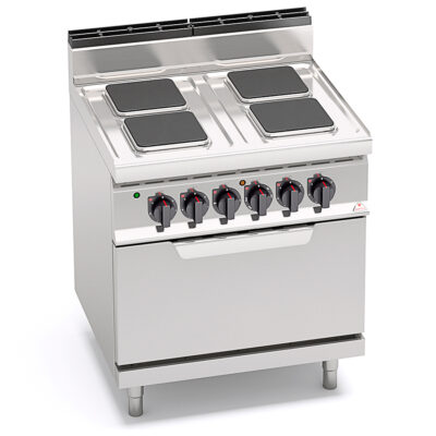 Cocina-4-Fuegos-Modular-Eléctrica-+-Horno-eléctrico-GN-2-1-GAMA-Macros-700---800x714x900h-mm-E7PQ4+FE-BERTO’S