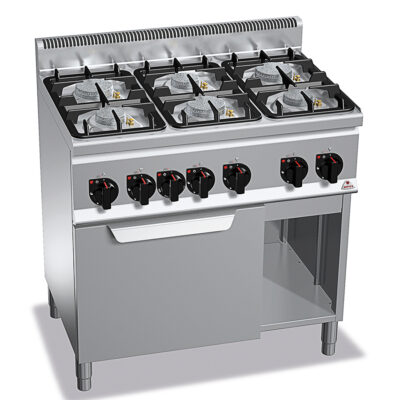 Cocina-6-Fuegos-a-Gas-+-Horno-Modular-GAMA-Plus-600---900x600x900h-mm-G6F6PW+T-BERTO’S