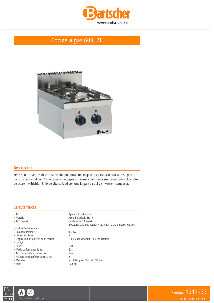 Cocina-a-Gas-2-Fuegos-Sobremesa-Gama-600---400x600x290h-mm-1317433-3Bartscher