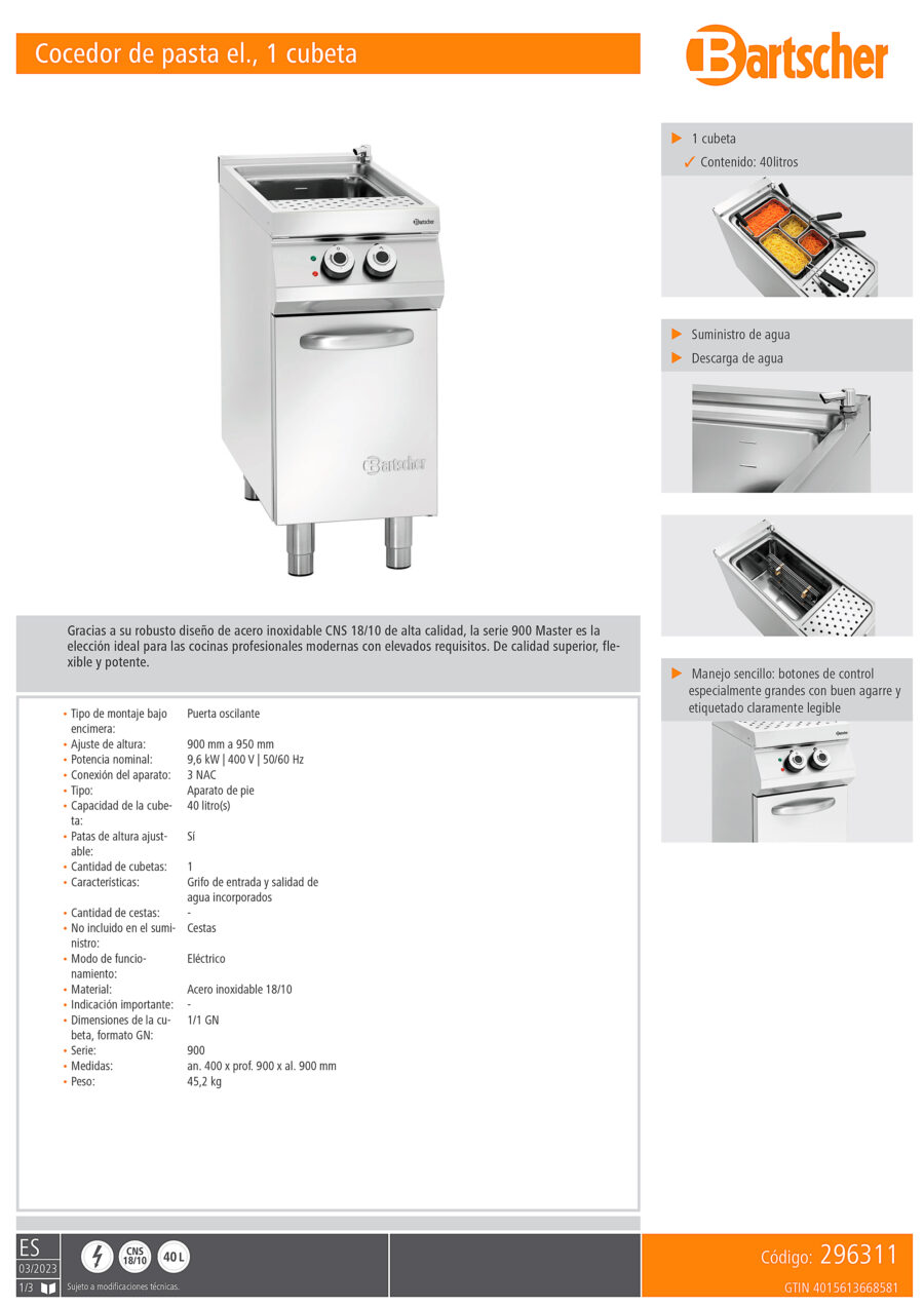 Cuece-Pasta-Eléctrica-1-Cuba-1-1-GN--40-Litros-con-Grifo-de-Vaciado-Acero-Inoxidable-Modular-Gama-900---400x900x900h-mm-296311-Bartcher.2jpg