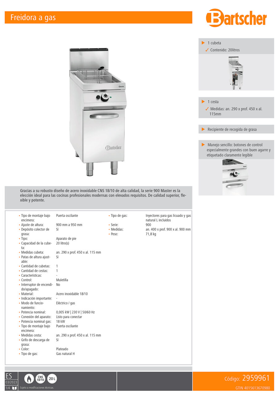 Freidora-a-Gas-20-Litros-Modular-con-Grifo-de-Vaciado-Gama-900---400x900x900h-mm-2959961-Bartcher.2jpg