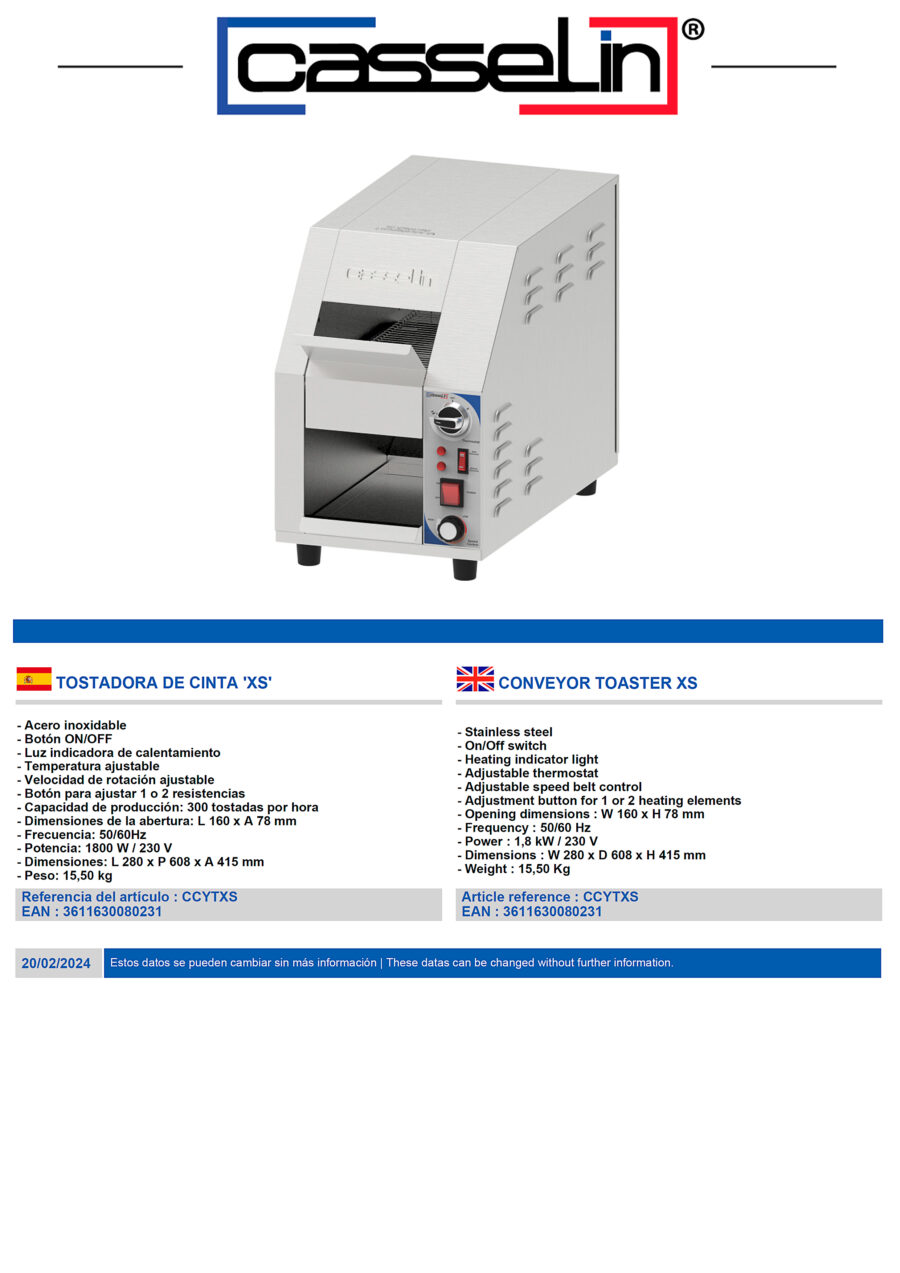 Tostador-Eléctrico-de-Cinta-XS-sin-Temporizador-280x608x415h-mm-CCYTXS-Casselin1