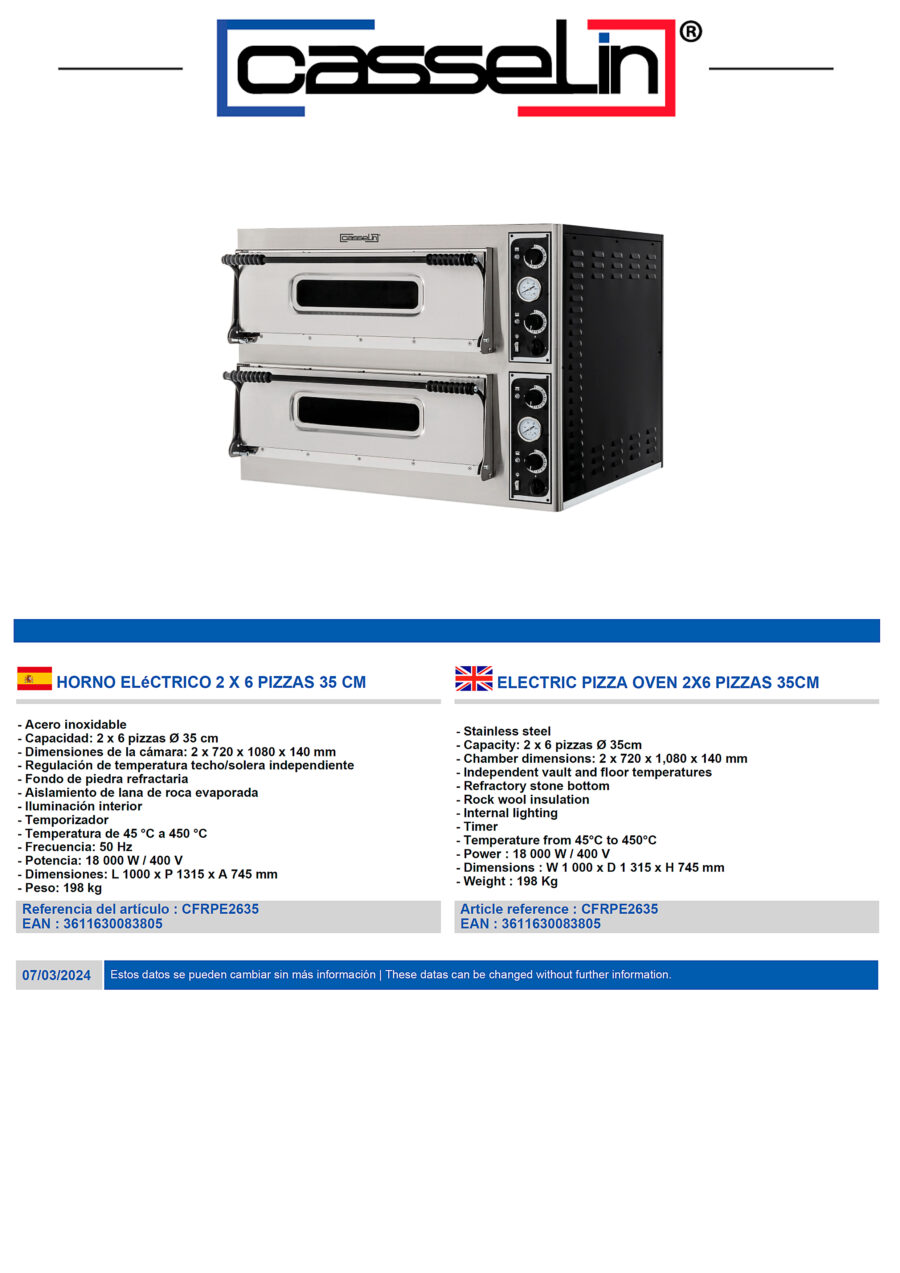 Horno-de-Pizza-Eléctrico-2-X-6-Pizzas-Ø-35-cm-1000x1315x745h-mm-CFRPE2635-Casselin1