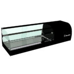 Vitrina Expositora Refrigerada de Tapas 2 Pisos Cuba Plana Cristal Curvo Color Negro 1146x390x315h mm IRON 4 2P CUBA PLANA Movilfrit