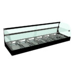 Vitrina Expositora Refrigerada de Tapas 2 Pisos Motor Remoto 6 Cubetas GN1-3 Cristal Curvo Color Negro 1146x390x315h mm IRON 6 2P REMOTA Movilfrit