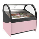 Vitrina Expositora para Heladería 8-12 Cubetas sin Reserva Cristal Curvo 182 Litros Frio Ventilado Gama ARIANA 1169x1049x1207h mm VAR 12 H INFRICO