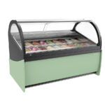 Vitrina Expositora para Heladería sin Reserva 12-18 Cubetas Cristal Curvo 228 Litros Frio Ventilado Gama ARIANA 1681x1052x1207h mm VAR 18 H INFRICO
