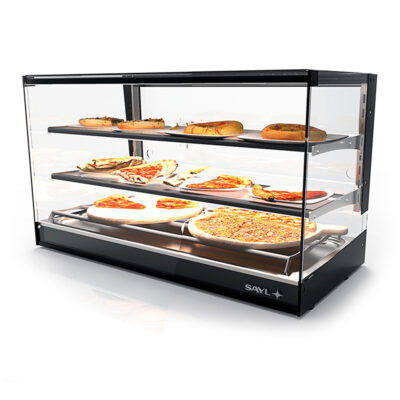 Vitrina Expositora Caliente Calor Seco Sin Bandejas 2 Estantes Cristal Recto Sobremesa Gama LOGIC TRIPLE 840x395x460h mm CLO24S-2 Sayl