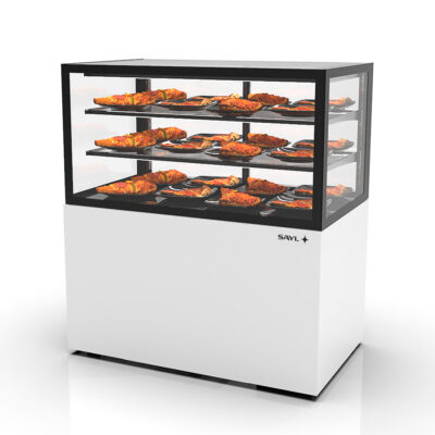 Vitrina Expositora Caliente Integra con Base Cristal Recto 2 Estantes 1000x600x1100h mm IN100/50-110C Sayl