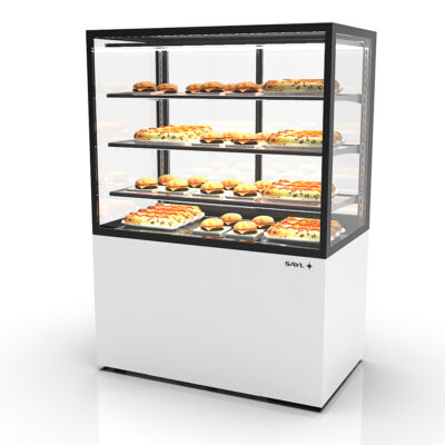 Vitrina Expositora Caliente Integra con Base Cristal Recto 3 Estantes 1000x600x1400h mm IN100/80-140C Sayl