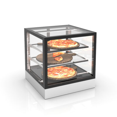 Vitrina Expositora Caliente Sobremostrador Integra Compacta Cristal Recto 2 Estantes 600x600x650h mm IN-60-60C Sayl