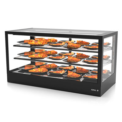 Vitrina Expositora Caliente Sobremostrador Integra Compacta Cristal Recto 2 Estantes1200x600x650h mm IN-120-60C Sayl