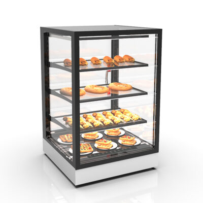 Vitrina Expositora Caliente Sobremostrador Integra Compacta Cristal Recto 3 Estantes 600x600x950h mm IN-60-90C Sayl