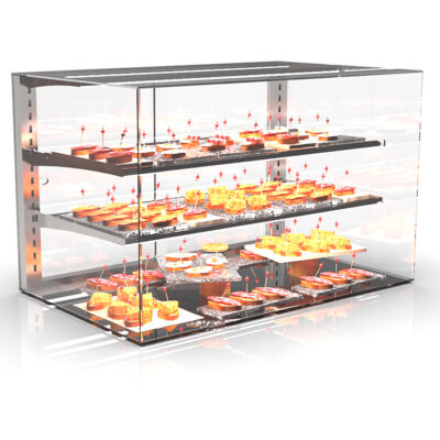 Vitrina Expositora Neutra para Pastelería 2 Estantes Cristal Recto Sobremesa Gama Visión 1000X600X515h mm EPV100 Sayl