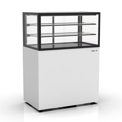 Vitrina Expositora Neutra para Pastelería Integra con Base Cristal Recto 2 Estantes 1000x600x1400h mm IN100/50-140N Sayl