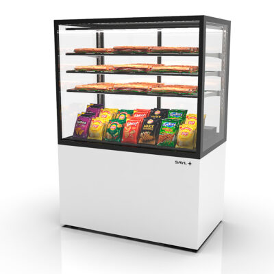 Vitrina Expositora Neutra para Pastelería Integra con Base Cristal Recto 3 Estantes 1000x600x1400h mm IN100/80-140N Sayl