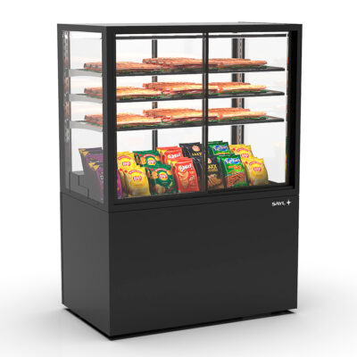 Vitrina Expositora Neutra para Pastelería Integra con Base Cristal Recto 3 Estantes 1000x600x1400h mm IN100/80-140NA Sayl