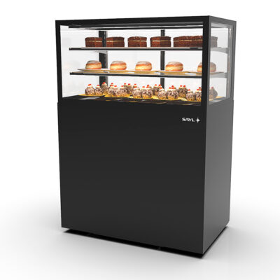 Vitrina Expositora Refrigeración para Pastelería Integra con Base Cristal Recto 2 Estantes 1000x600x1400h mm IN100/50-140 Sayl
