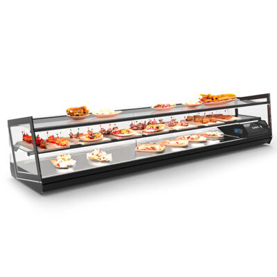 Vitrina Expositora Refrigerada Cuba Plana 1 Estante Cristal Recto Sobremesa Gama KUBE 1680x395x360h mm VCKB8P Sayl