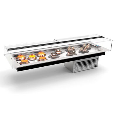 Vitrina Expositora Refrigerada Encastrable para Tapas 6 Bandejas GN 1/3-40 Cristal Recto Sobremesa Gama MINIMAL 1190x410x380h mm MI-6 Sayl