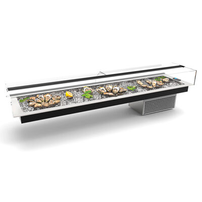 Vitrina Expositora Refrigerada Encastrable para Tapas 8 Bandejas GN 1/3-40 Cristal Recto Sobremesa Gama MINIMAL 1540x410x380h mm MI-8 Sayl