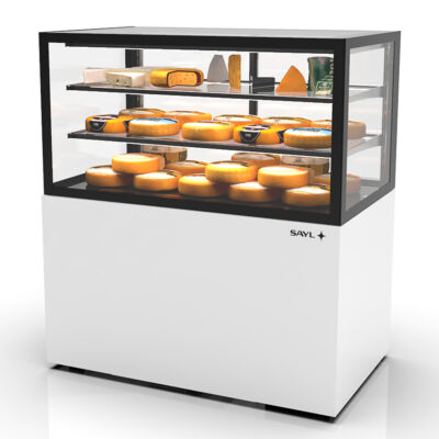 Vitrina Expositora Refrigerada con Control de Humedad para Pastelería Integra con Base Cristal Recto 2 Estantes 1000x600x1100h mm IN100/50-110H Sayl