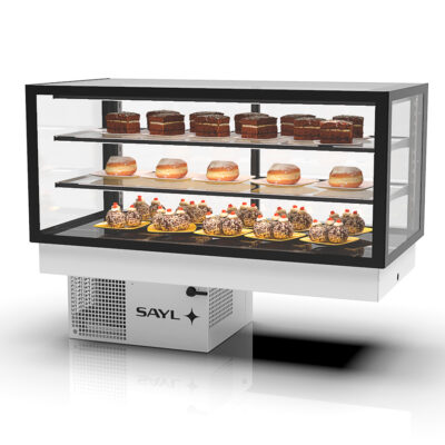 Vitrina Expositora Refrigerada para Pastelería Integra Drop-In Cristal Recto 2 Estantes 1200x600x515h mm DP-120-50 Sayl