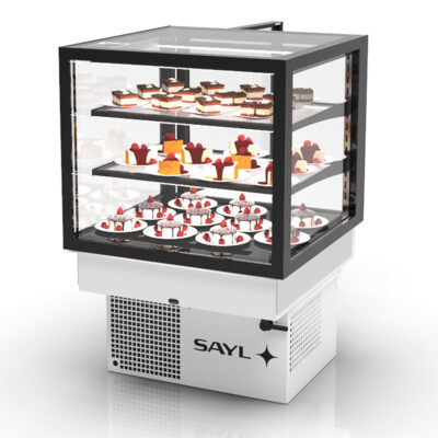 Vitrina Expositora Refrigerada para Pastelería Integra Drop-In Cristal Recto 2 Estantes 600x600x515h mm DP-60-50 Sayl