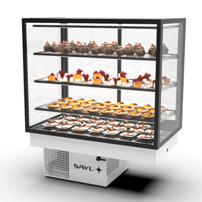 Vitrina Expositora Refrigerada para Pastelería Integra Drop-In Cristal Recto 3 Estantes 1000x600x815h mm DP-100-80 Sayl