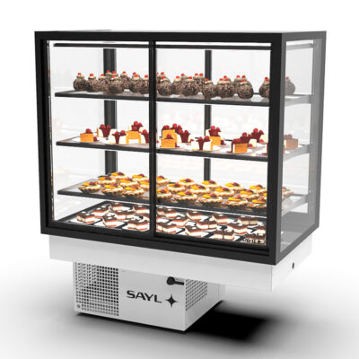 Vitrina Expositora Refrigerada para Pastelería Integra Drop-In Cristal Recto 3 Estantes 1000x600x815h mm DP-100-80A Sayl