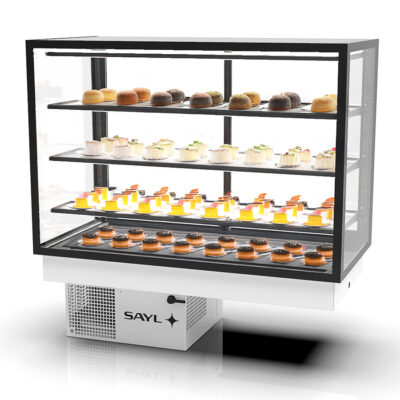 Vitrina Expositora Refrigerada para Pastelería Integra Drop-In Cristal Recto 3 Estantes 1200x600x815h mm DP-120-80 Sayl