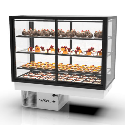 Vitrina Expositora Refrigerada para Pastelería Integra Drop-In Cristal Recto 3 Estantes 1200x600x815h mm DP-120-80A Sayl