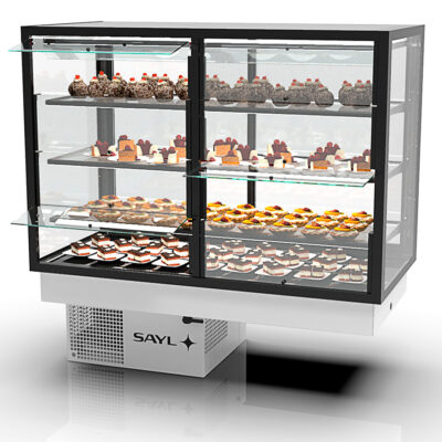 Vitrina Expositora Refrigerada para Pastelería Integra Drop-In Cristal Recto 3 Estantes 1200x600x815h mm DP-120-80S Sayl