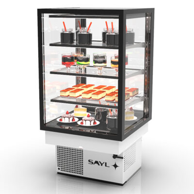 Vitrina Expositora Refrigerada para Pastelería Integra Drop-In Cristal Recto 3 Estantes 600x600x815h mm DP-60-80 Sayl